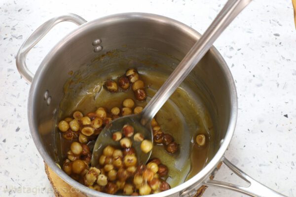 caramelized candied hazelnuts.