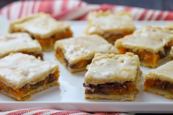 slab pie on platter.