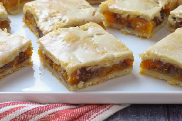 Apricot cherry slab pie.