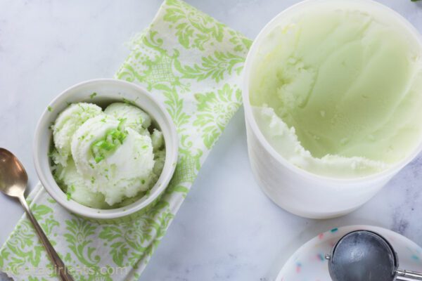 Lime sherbet top shot.