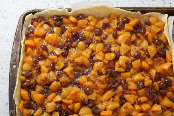 filling on pie dough.