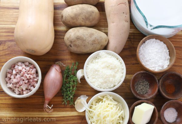sweet potato gratin ingredients.