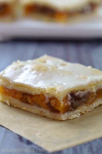 Vertical slab of pie.