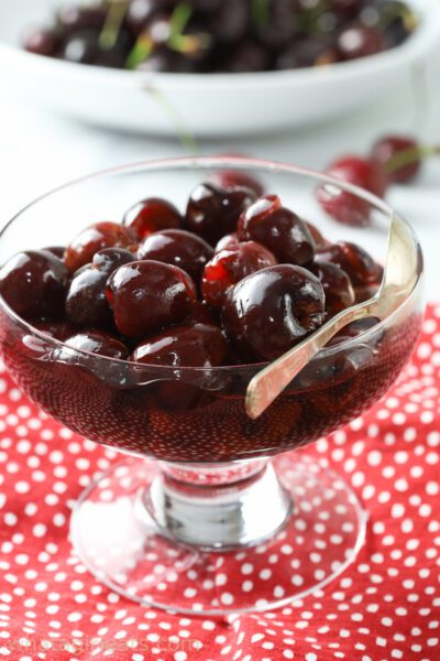 Cherries in amaretto.