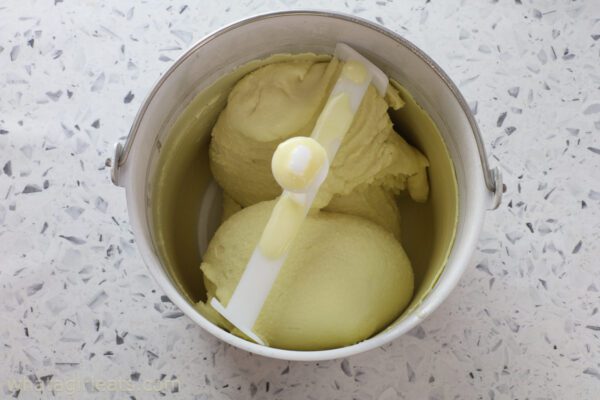 churned pistachio gelato.