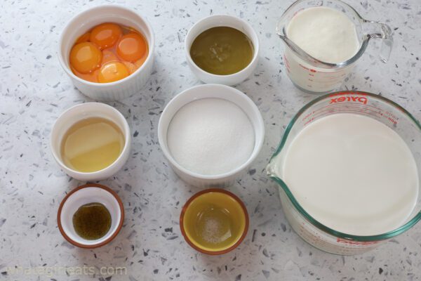 ingredients for pistachio gelato.