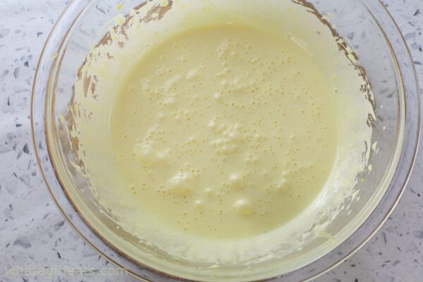 whipped yolks and sugar.