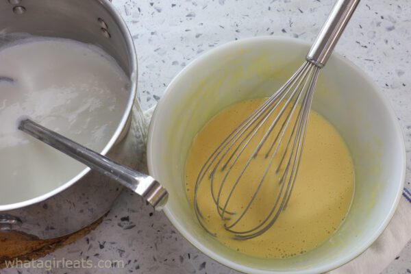 tempering yolks.