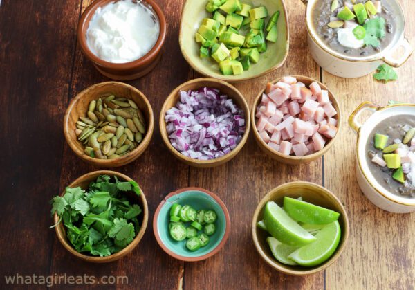 accompaniments for Cuban black bean soup.