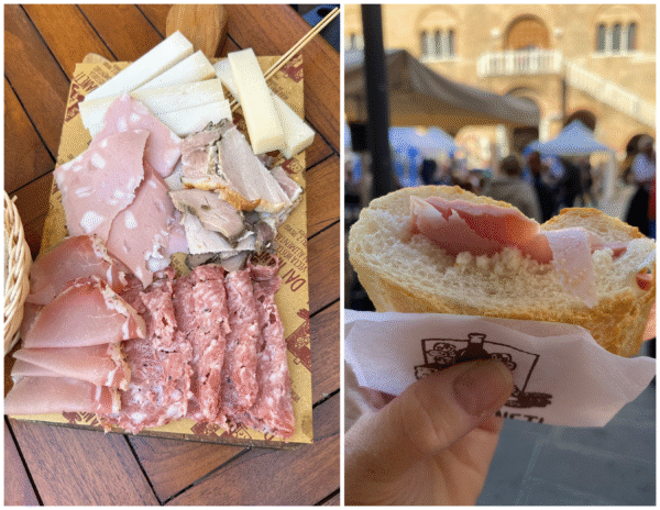 dai naneti in treviso meat board and sandwich.