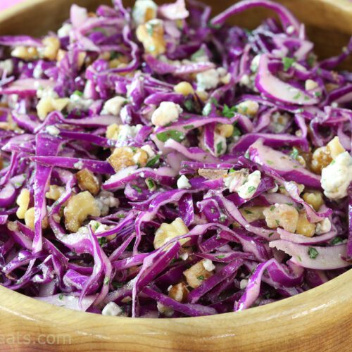 cabbage slaw with blue cheese and walnuts.
