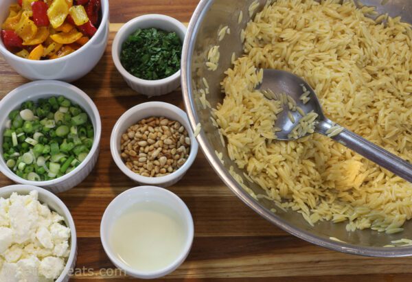 orzo salad ingredients.