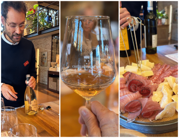 roncade wine tasting collage.