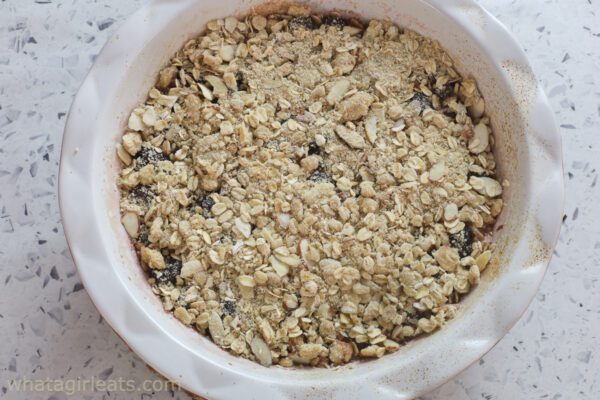 crumble topping on cherries.