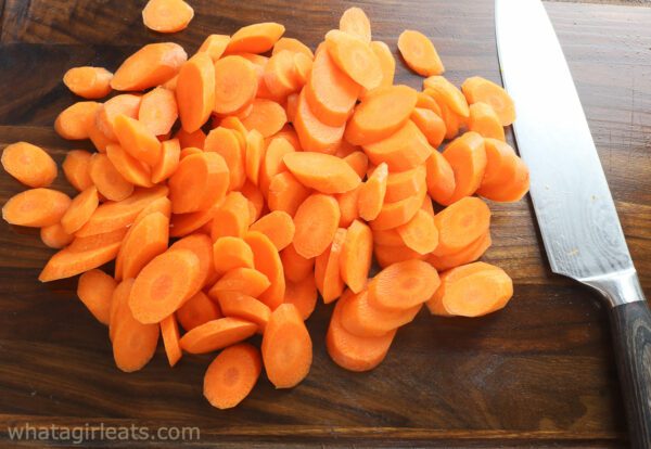 carrots cut on the bias.