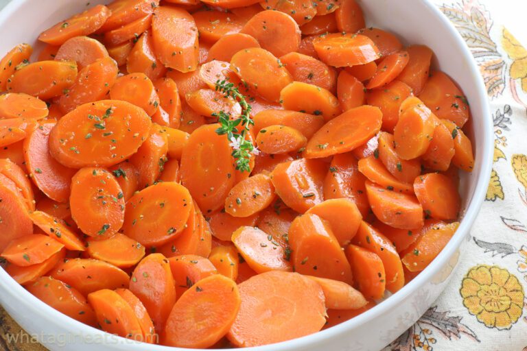 Maple glazed carrots closeup.