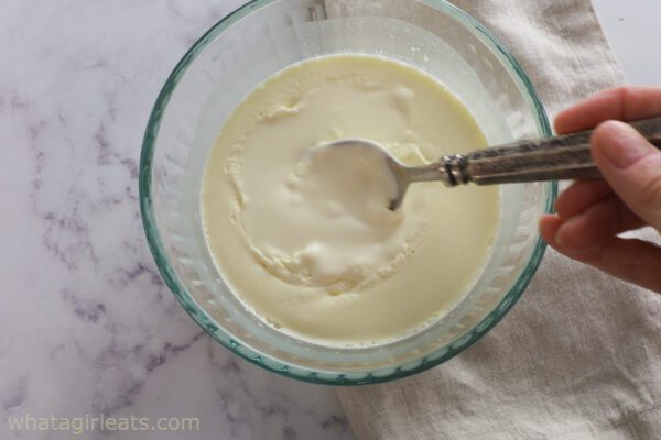creme fraiche after stirring.