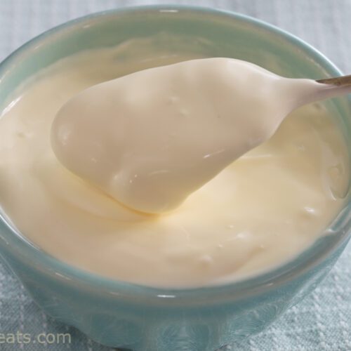 creme fraiche in bowl.