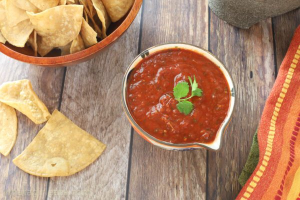 top shot of salsa roja.