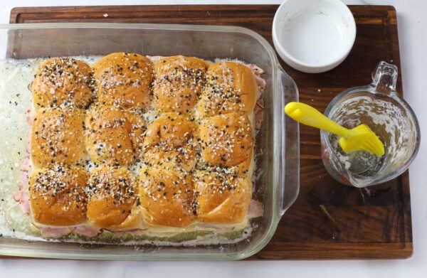 top shot of slider rolls.