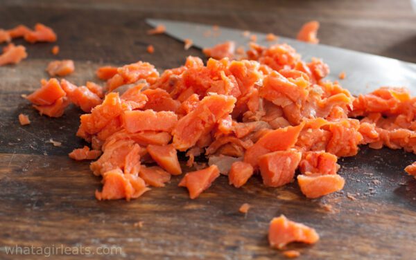 diced smoked salmon.