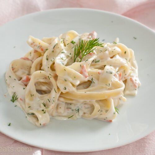 pasta with smoked salmon.