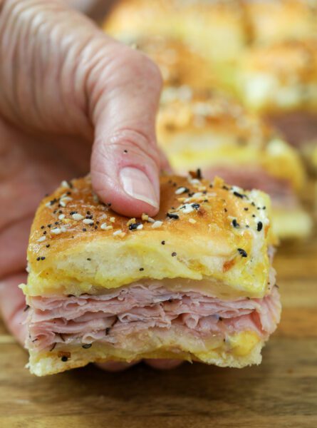slider in ham closeup.