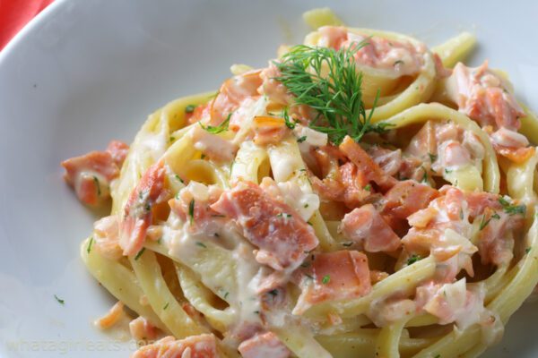 pasta with smoked salmon.