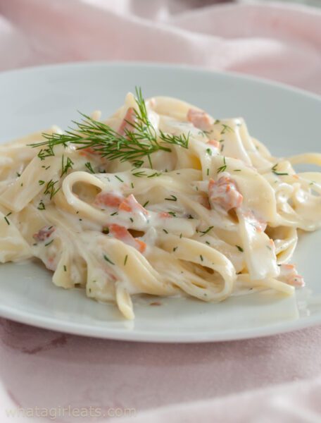 pasta with smoked salmon.