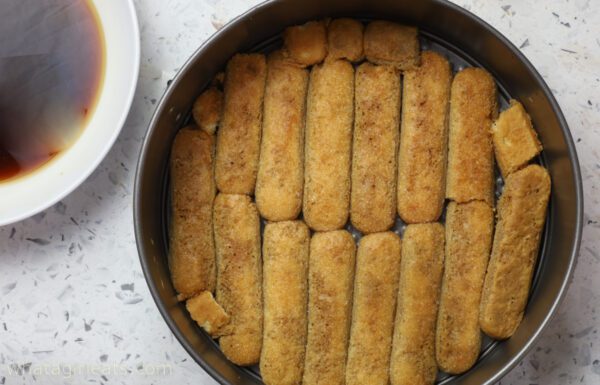 lady fingers in pan.