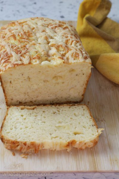 vertical cheees bread on bamboo.