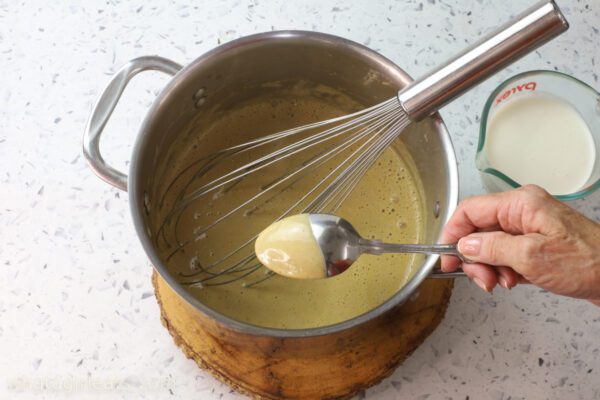 coating back of a spoon.