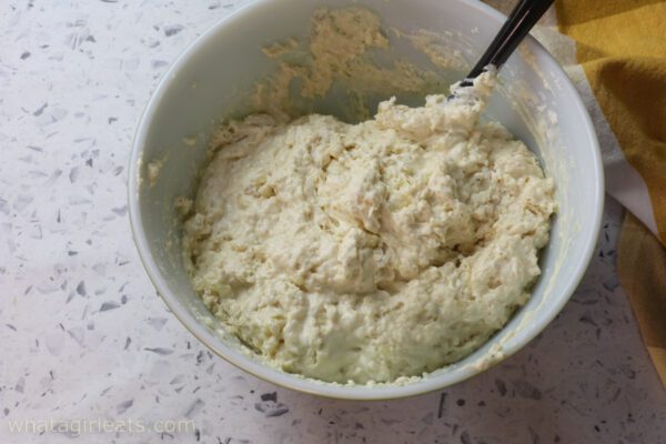 dough in bowl.