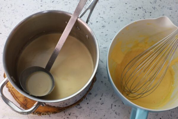 tempering coffee custard.