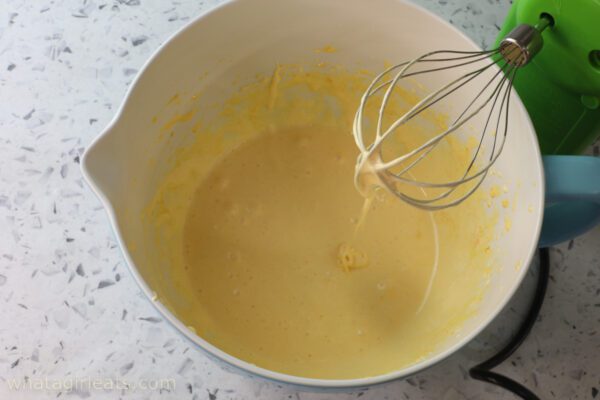 whipping egg yolks and sugar.