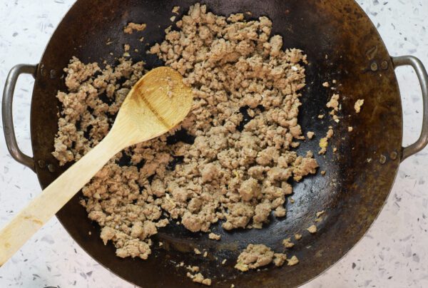 sauteeing ground turkey.