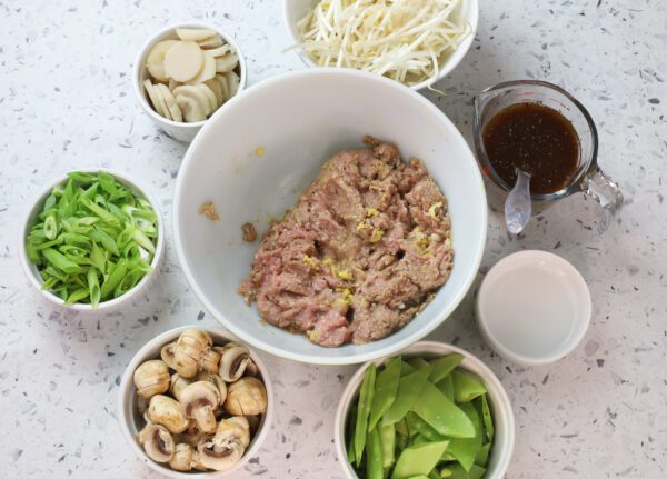 stir fry ingredients for asian lettuce wraps.