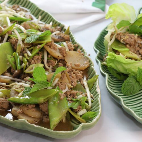asian lettuce wraps side shot.
