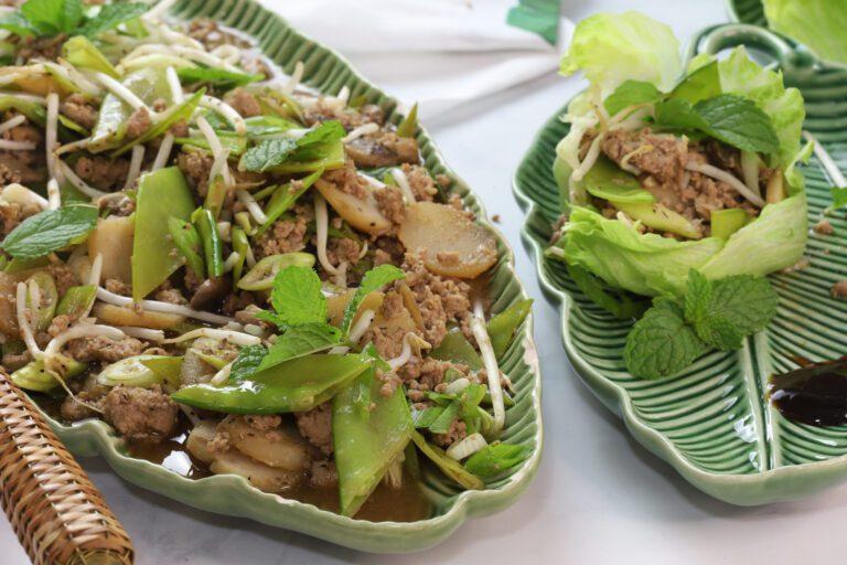 asian lettuce wraps side shot.