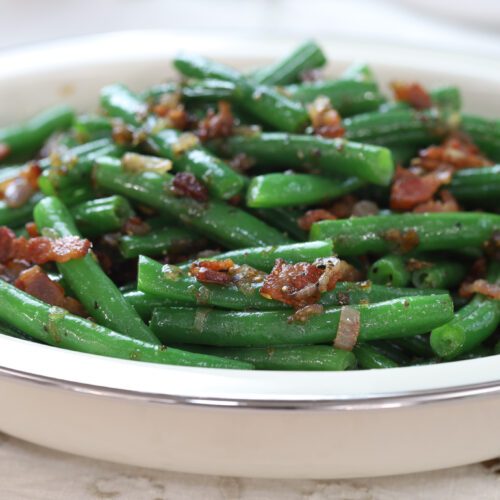 green beans in dish.